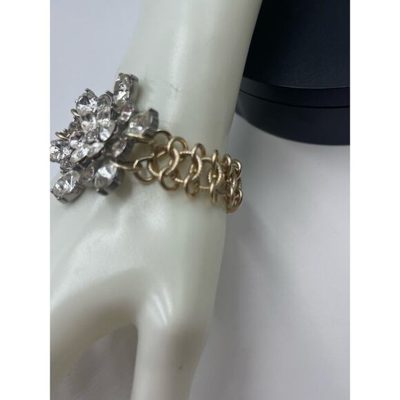 Lulu Frost for J. crew Gold Tone Rhinestone Cluster Statement  bracelet - Picture 5 of 13